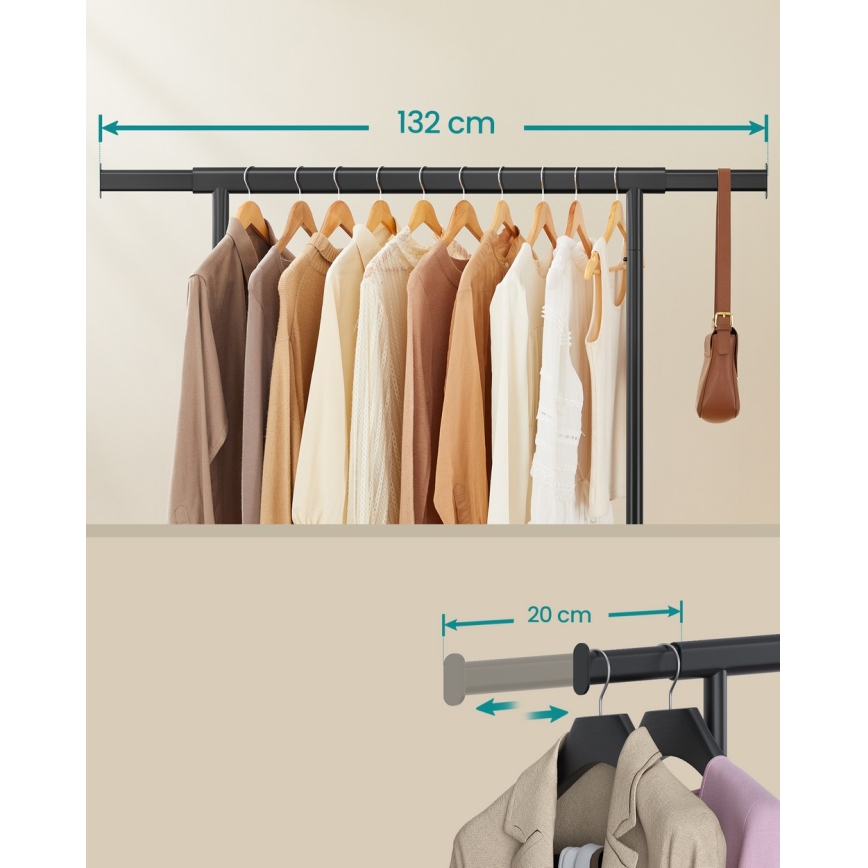 Mobile freestanding coat rack LINEA, black