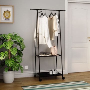 Mobile metal hanger with shelves OLAZEN 157x85 cm black