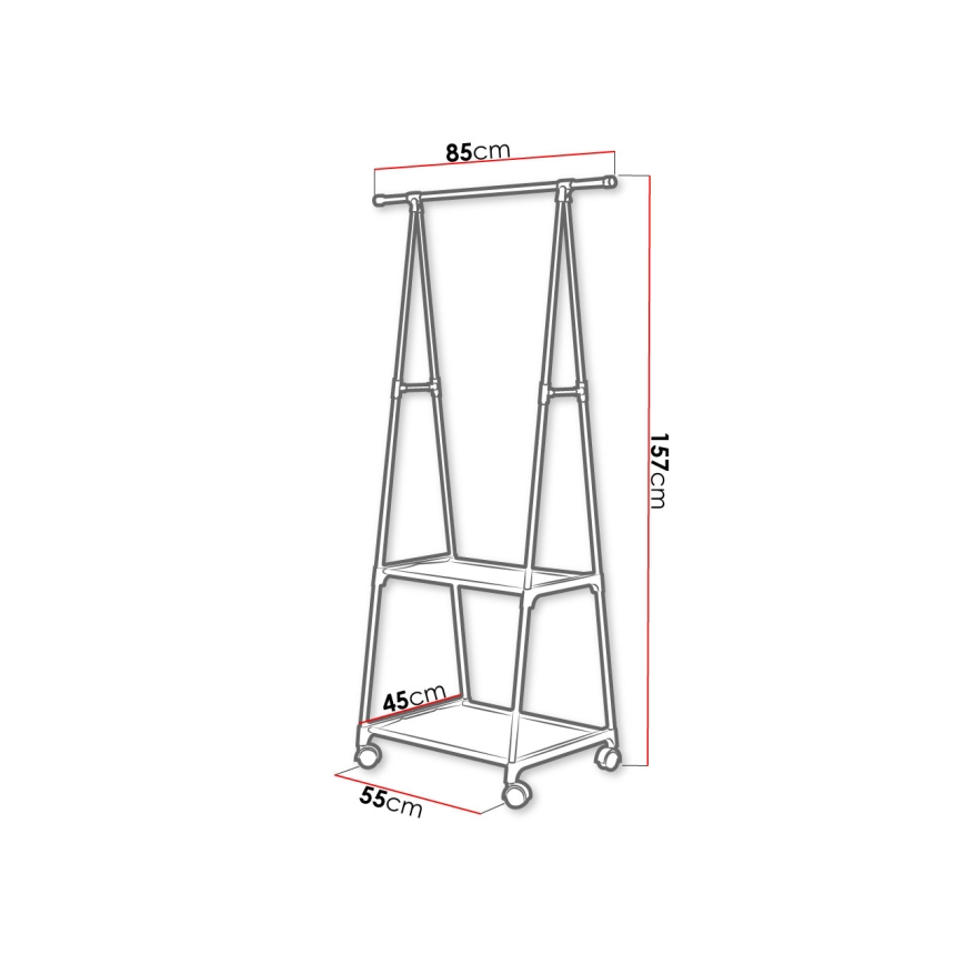 Mobile metal hanger with shelves OLAZEN 157x85 cm black