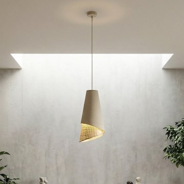 MODA cable-hung pendant light 1xE27/15W/230V, beige/rattan