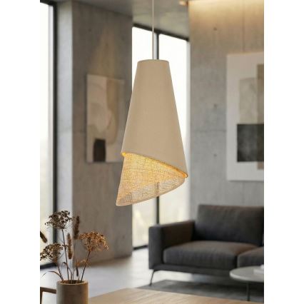 MODA cable-hung pendant light 1xE27/15W/230V, beige/rattan