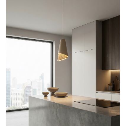 MODA cable-hung pendant light 1xE27/15W/230V, beige/rattan
