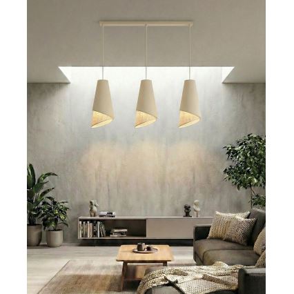 MODA Cable Pendant Light 3xE27/15W/230V Beige/Rattan