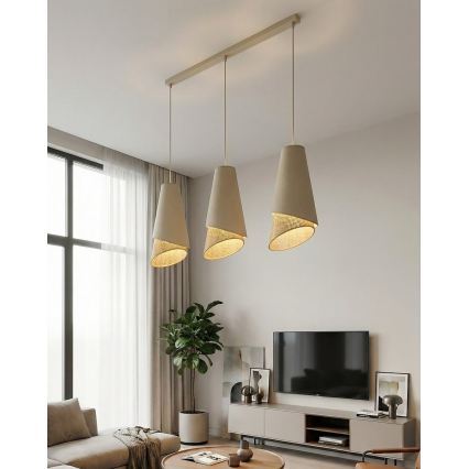 MODA Cable Pendant Light 3xE27/15W/230V Beige/Rattan