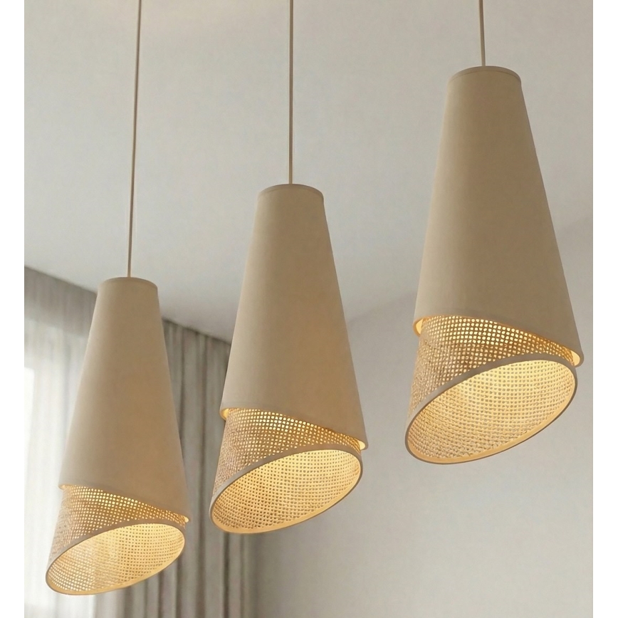 MODA Cable Pendant Light 3xE27/15W/230V Beige/Rattan