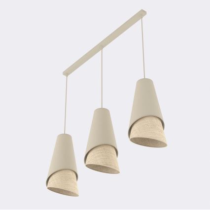 MODA Cable Pendant Light 3xE27/15W/230V Beige/Rattan