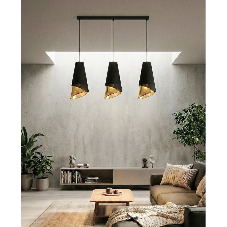 MODA Cord Pendant Light 3xE27/15W/230V Black/Gold