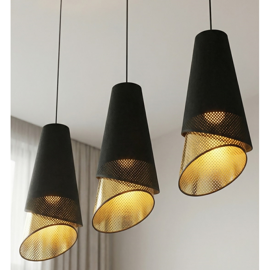 MODA Cord Pendant Light 3xE27/15W/230V Black/Gold
