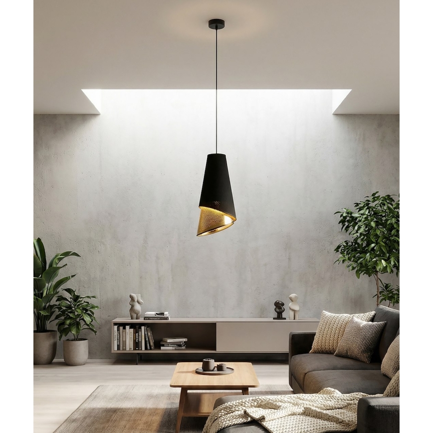 MODA Pendant on cord 1x E27/15W/230V Black/Gold