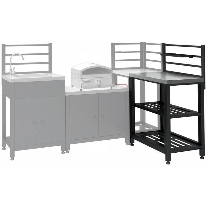 Modular outdoor table 80x47x123 cm black/stainless steel