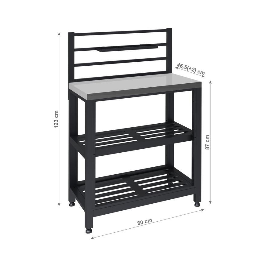 Modular outdoor table 80x47x123 cm black/stainless steel