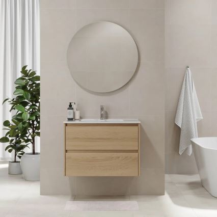 MOLDE Bathroom Cabinet with Basin, 80x55x46 cm, Oak
