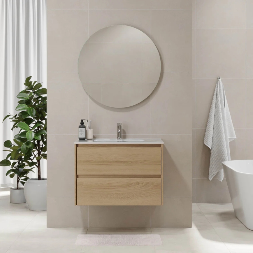 MOLDE Bathroom Cabinet with Basin, 80x55x46 cm, Oak