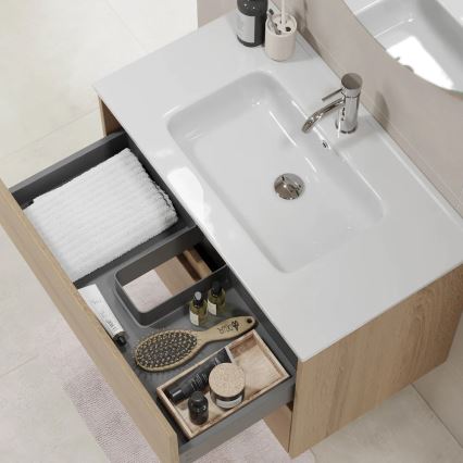 MOLDE Bathroom Cabinet with Basin, 80x55x46 cm, Oak