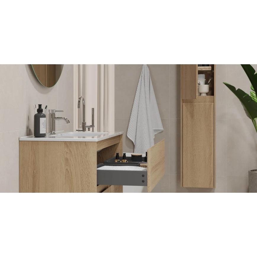 MOLDE Bathroom Cabinet with Basin, 80x55x46 cm, Oak