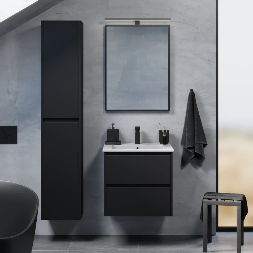 MOLDE Bathroom vanity with basin, 60x55x46 cm — Black