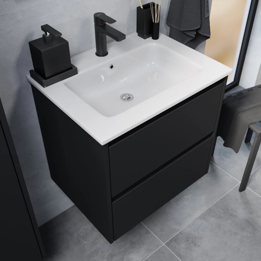 MOLDE Bathroom vanity with basin, 60x55x46 cm — Black