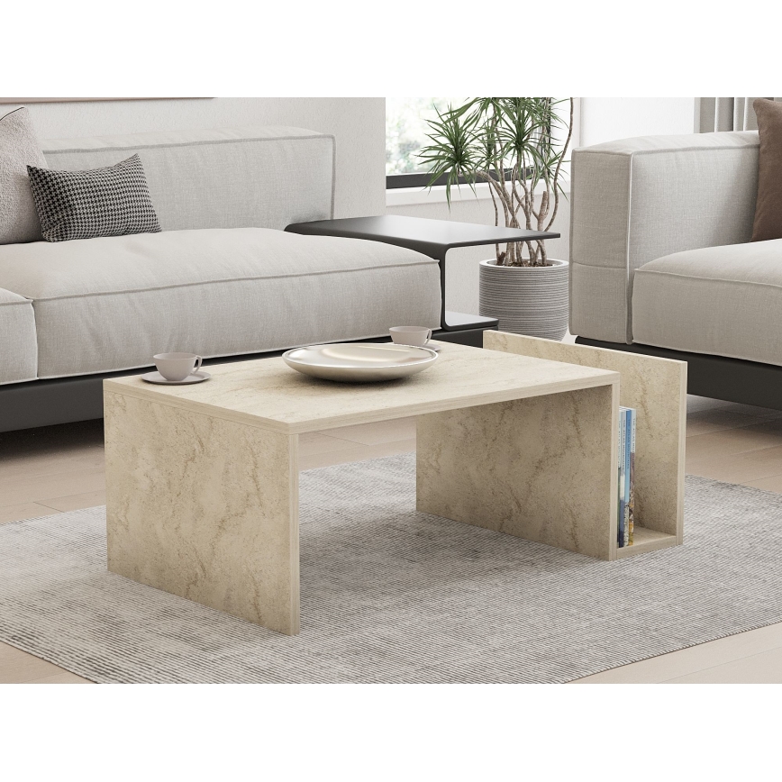MONEL Coffee Table, Beige Marble Finish