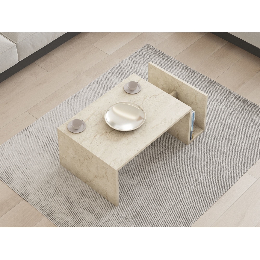 MONEL Coffee Table, Beige Marble Finish