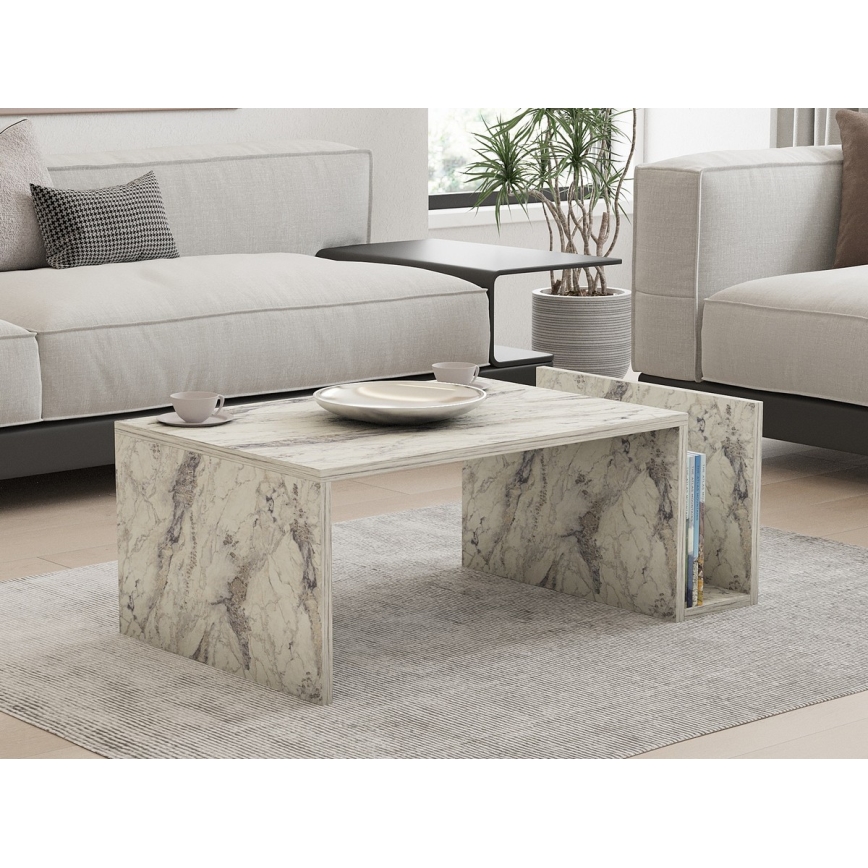 MONEL Coffee Table – Gray Marble Finish