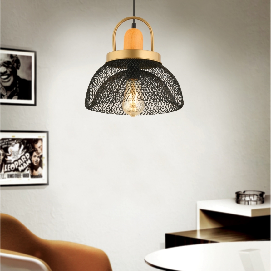 MONZA Cable Pendant Light 1xE27/40W/230V Ø 29 cm Black/Gold