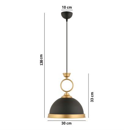 MONZA cable pendant light 1xE27/40W/230V Ø 30 cm black/bronze