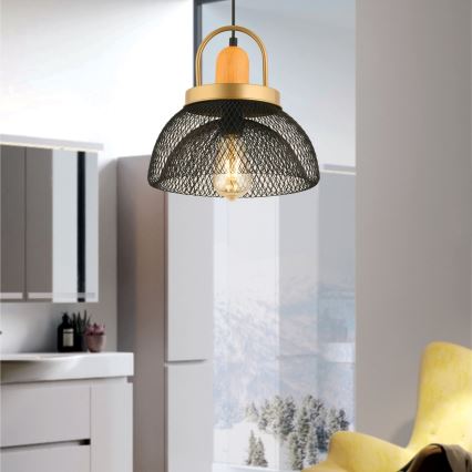 MONZA pendant light 1xE27/40W/230V, diameter 29 cm, black/gold