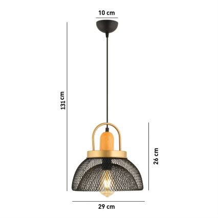 MONZA pendant light 1xE27/40W/230V, diameter 29 cm, black/gold