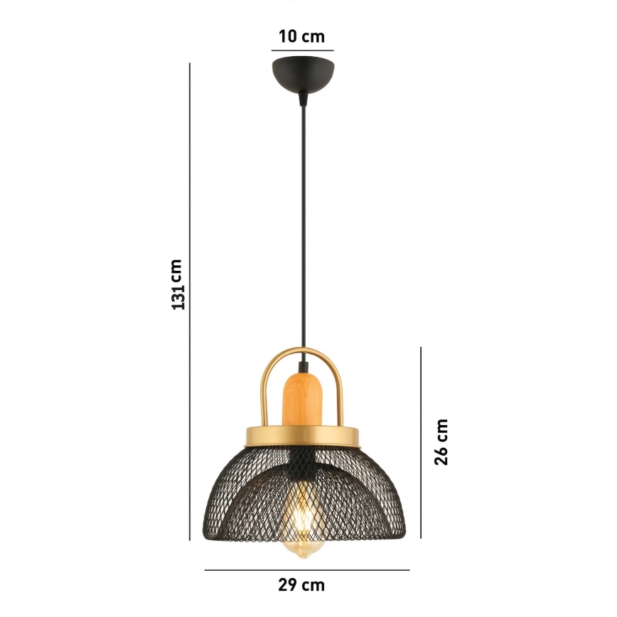 MONZA pendant light 1xE27/40W/230V, diameter 29 cm, black/gold