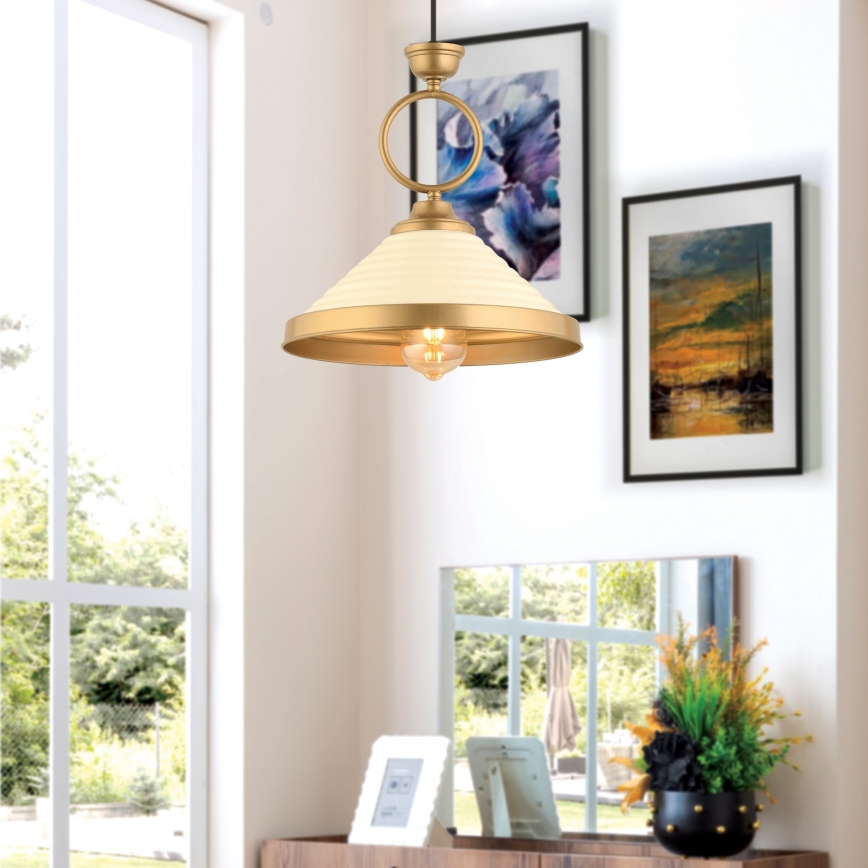MONZA Pendant Light 1xE27/40W/230V diameter 30 cm cream/bronze
