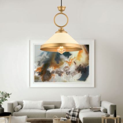 MONZA Pendant Light 1xE27/40W/230V diameter 30 cm cream/bronze