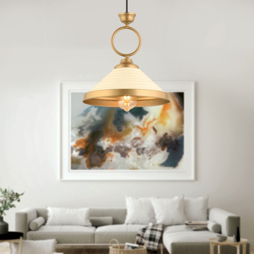 MONZA Pendant Light 1xE27/40W/230V diameter 30 cm cream/bronze