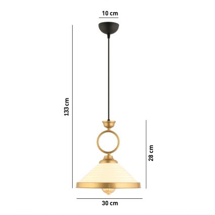 MONZA Pendant Light 1xE27/40W/230V diameter 30 cm cream/bronze