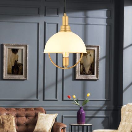 MONZA Pendant Light 1xE27/40W/230V Diameter 30 cm Cream/Gold