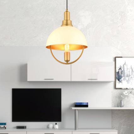 MONZA Pendant Light 1xE27/40W/230V Diameter 30 cm Cream/Gold