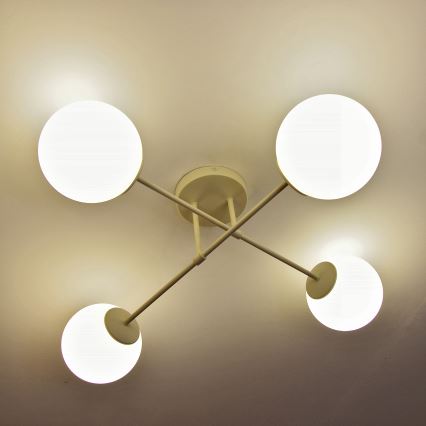 MOON Flush-Mount Chandelier 4xE27/15W/230V, Cream
