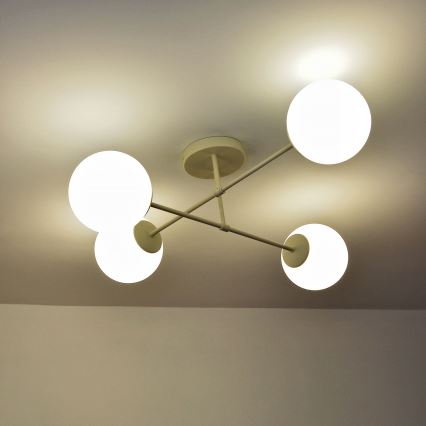 MOON Flush-Mount Chandelier 4xE27/15W/230V, Cream
