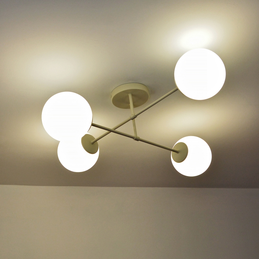 MOON Flush-Mount Chandelier 4xE27/15W/230V, Cream