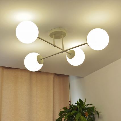 MOON Flush-Mount Chandelier 4xE27/15W/230V, Cream