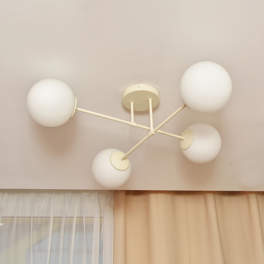 MOON Flush-Mount Chandelier 4xE27/15W/230V, Cream