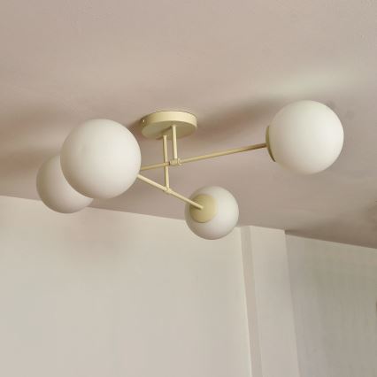 MOON Flush-Mount Chandelier 4xE27/15W/230V, Cream