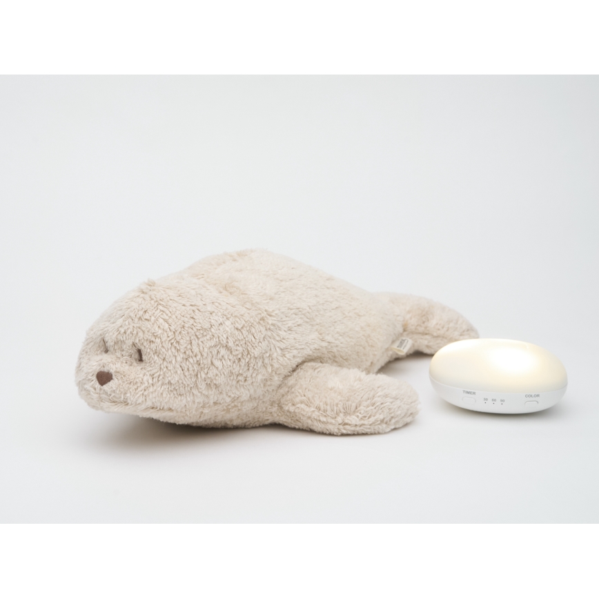 Moonie - Bedtime Buddy with Melody and Night Light, Seal, Organic Sand
