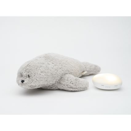 Moonie - Sleep soother with melody and light, seal, organic grey