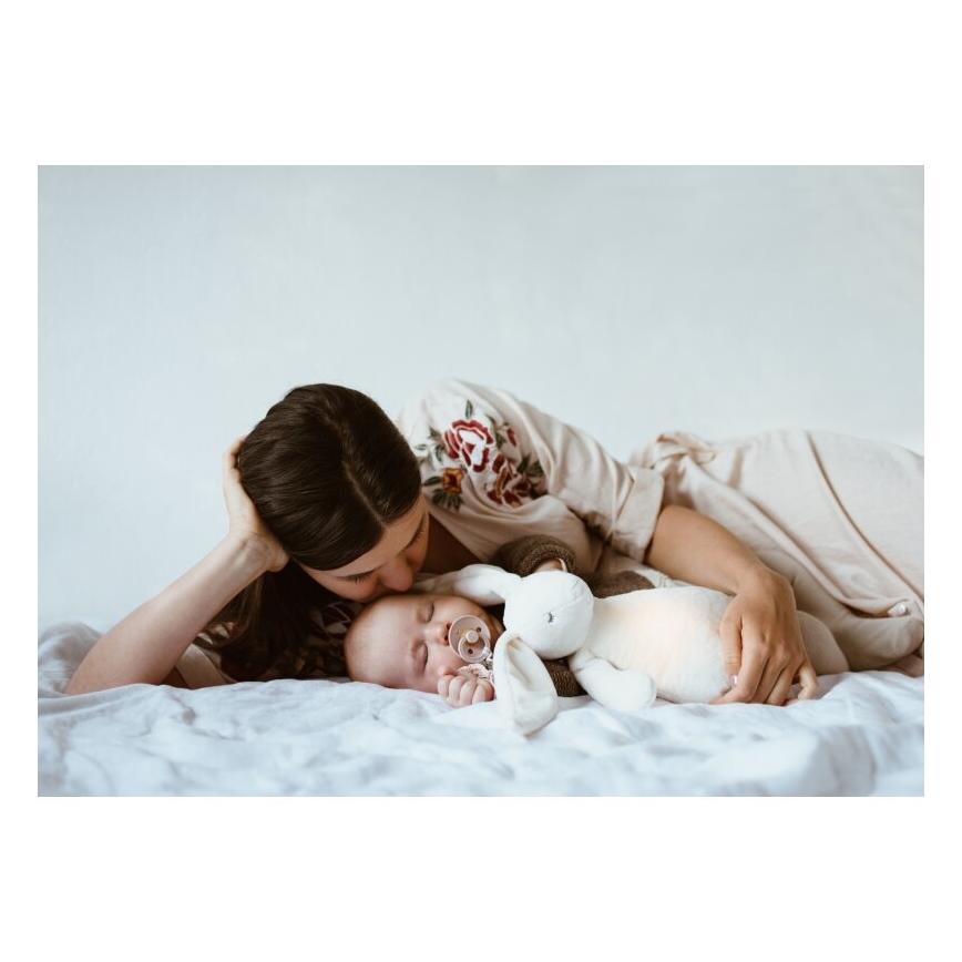Moonie - Snuggle buddy with a melody and light 2.0 bunny organic rose