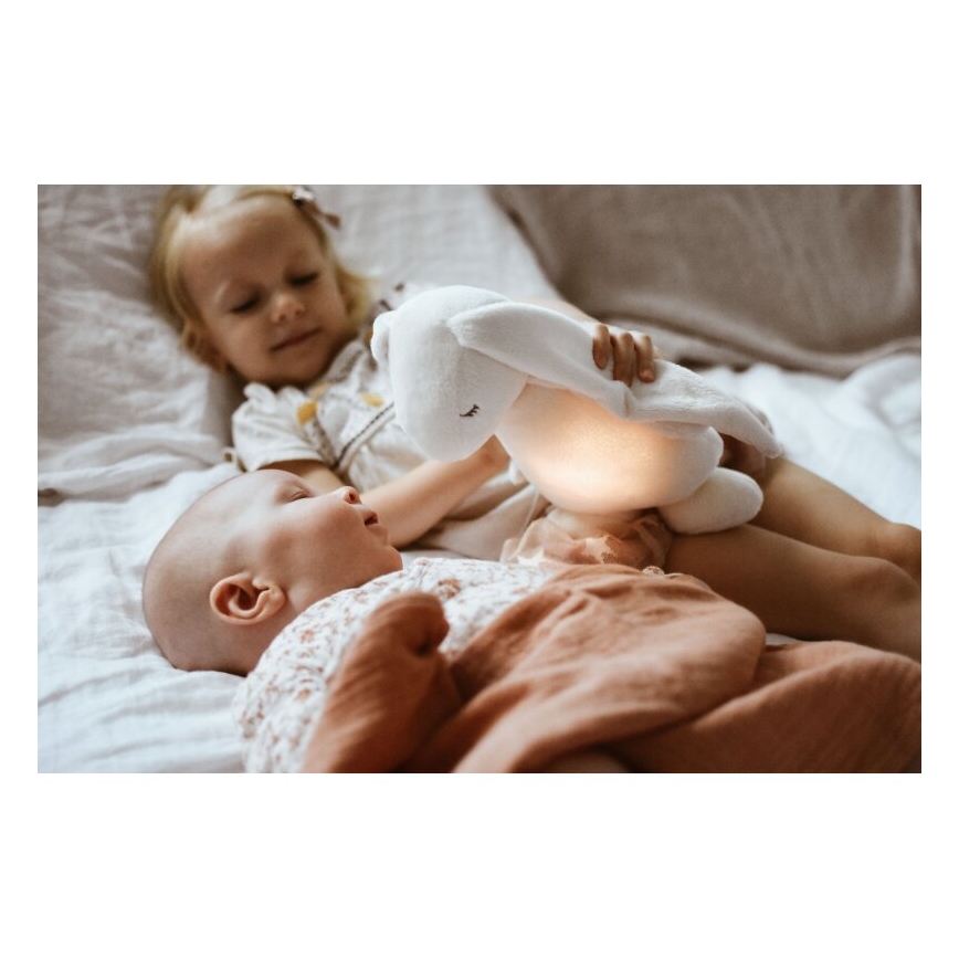 Moonie - Snuggle buddy with a melody and light 2.0 bunny organic rose