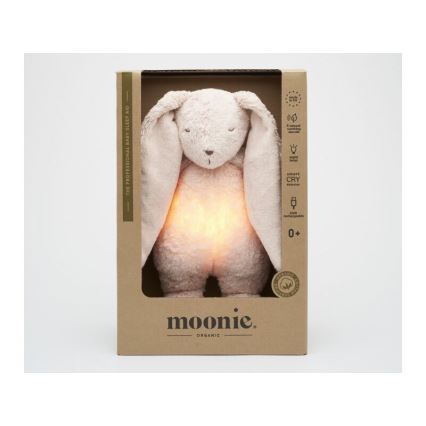 Moonie - Snuggle buddy with a melody and light 2.0 bunny organic rose