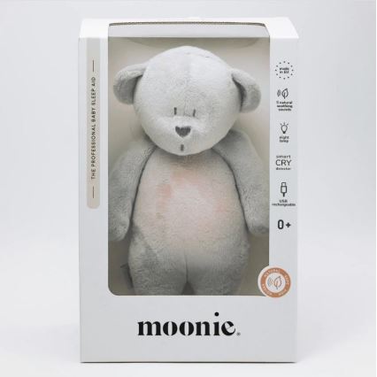 Moonie - Snuggle buddy with a melody and light bear silver