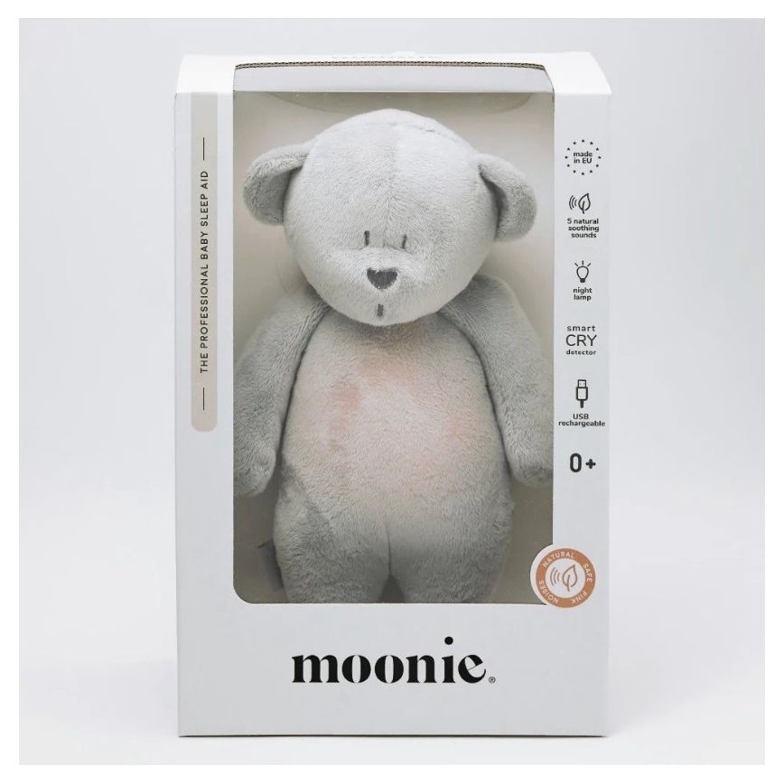 Moonie - Snuggle buddy with a melody and light bear silver