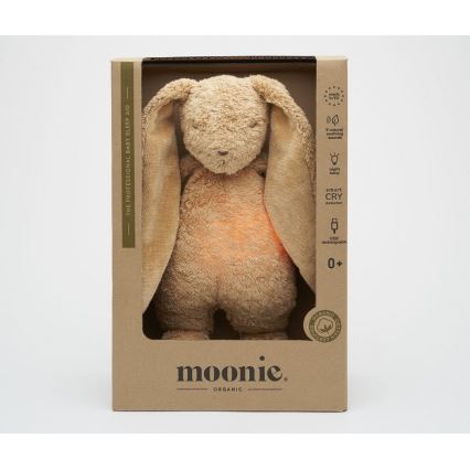 Moonie - Snuggle buddy with a melody and light bunny 2.0 organic cappuccino