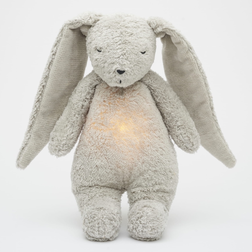 Moonie - Snuggle buddy with a melody and light bunny 2.0 organic grey